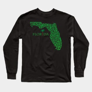 Florida State Outline Maze & Labyrinth Long Sleeve T-Shirt